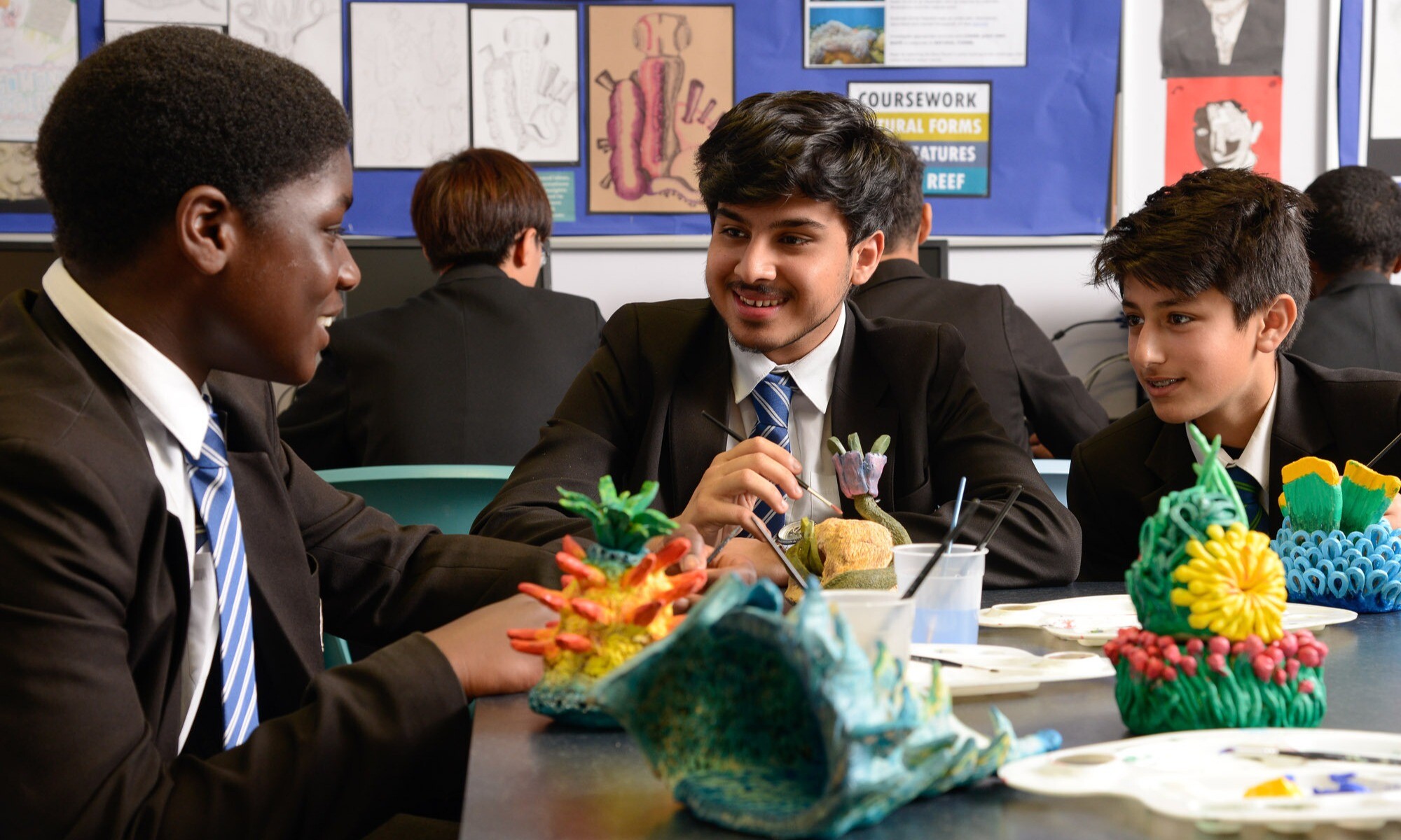 A group of students in an art lesson
